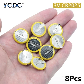 8pieces Dzeltens+sudraba 3 v CR2025 Pogu 150mAh Monēta Šūnu CR2025 Baterijas 2 Lodēšanas Tapām, E-vārdnīca Medicīniskās Ierīces Pulkstenis