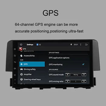 9 Collu Android 9.0 IPS Ekrānu Auto Radio atskaņotājs Honda Civic 2016-2020 Automašīnas Video, WIFI, Multimedia, Auto GPS Navigācijas Vienības Vadītājs