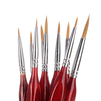 9pcs 000~6 Sable Detaļu Mākslas Nagu Zīmējumu Suku Miniatūras Želeja Griešanai Paint Brush Set DIY Nagu Krāsošanas Instrumentu Komplekts