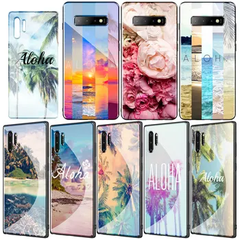 Aloha Beach Koka Vasaras Rūdīts Stikls Telefonu Gadījumā Samsung Galaxy S20 Ultra S10 + S8 S9 S7 Malā Piezīme 8 9 10 Plus Lite