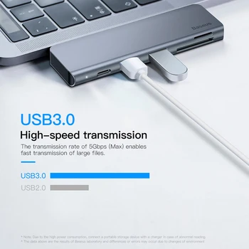 Baseus USB HUB USB C USB 3.0 SD/TF Karšu Lasītājs, USB Aapter PD Uzlādes C Tipa RUMBU Splitter Par Macbook pro Huawei Xiaomi CENTRMEZGLU