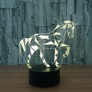 Biroja Galds 7 Krāsu Maiņu 3D Zirgu Lampas Dzīvojamā Istabā, Bārs LED Vizuālo Nakts Gaisma Guļamistabā Mazulis Guļ, Dāvanu, Mājas Dekoru Gultas
