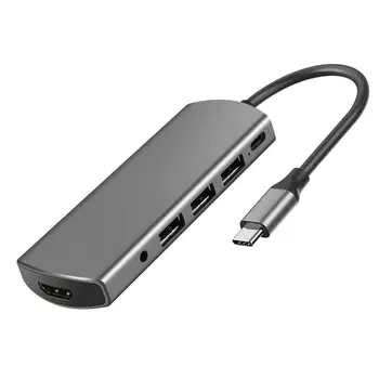 DeepFox USB C centrs, lai Vairāku USB 3.0 HDMI Audio Jack Adapteri Doks MacBook Pro Piederumi Ar PD