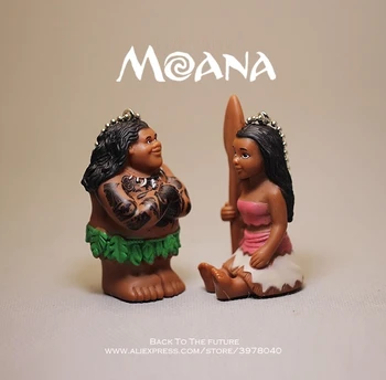 Disney Moana Princese Filmu 7cm 2gab/set Rīcības Q versija Attēls Modelis Anime Apdares PVC Kolekcija Statuetes Rotaļlietas modelis