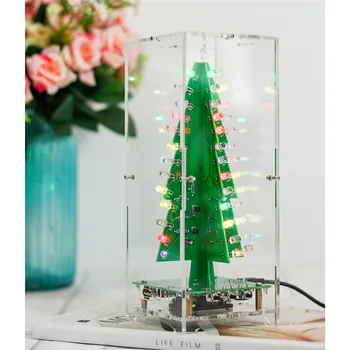 DIY RGB LED Flash Ķēžu Komplekts DIY Krāsains 3D Ziemassvētku Eglītes Komplekts MP3 Mūzikas Kaste ar Shell Ziemassvētku Dāvanu Elektronisko Fun Suite