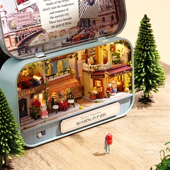 Kaste Teātra leļļu Namiņš 3D Mēbeles Miniatūras Rotaļu DIY Miniatūra Leļļu Nams Radoši Mēbeļu Casa Rotaļlieta Bērniem Dzimšanas dienas Dāvana