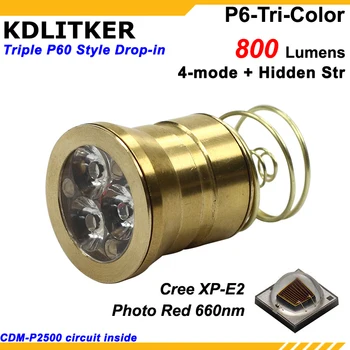 KDLITKER P6-TRI 3 x Cree XP-E2 Foto Sarkano 660nm 800 Lm Medību P60 Drop-in Modulis (1 gab.)