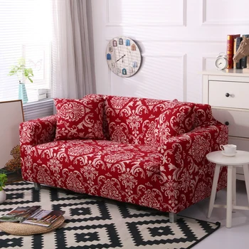 Modernā ziedu dīvāns attiecas spandex, lai dzīvojamā istaba slipcovers red elastīgs stiept pilnībā ietin anti-putekļu mazgājams