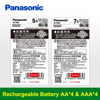Panasonic 2000mAh AA, 4 GAB.+800mAh 4GAB AAA NI-MH Precharge Uzlādējamās Baterijas 1,2 V Zemu pašizlādi, Baterijas Oriģināls