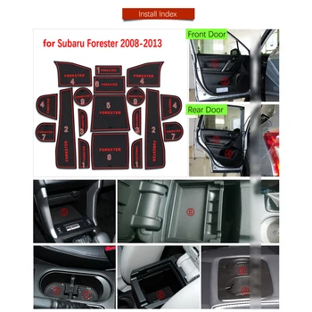 Par Subaru Forester SG SH SJ SK 2013 2016 2017 2018 Gumijas Anti-slīdēšanas Paklājiņš Durvju Groove Kausa pad Vārtiem spēļu Auto Piederumi