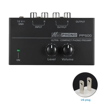 PP500 Vinilplašu Phono Preamp Metāla Ar Līmeņa Ultra Compact Home Saskarne Skaļuma Kontroli, Elektronisko Phonograph Preamplifier