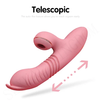 Teleskopiskie Apkures Klitora Vibrators Sūcējs Maksts Massager G-spot Stimulators Silikona Dildo Sieviešu Masturbator Pieaugušo Seksa Rotaļlietas