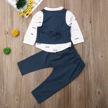 Toddler Zēnu Drēbes 4gab Kid Baby Boy Veste+Kaklasaite+ Krekls ar garām Piedurknēm+Bikses Apģērbs, Apģērbu Džentlmenis Uzvalks Komplekts