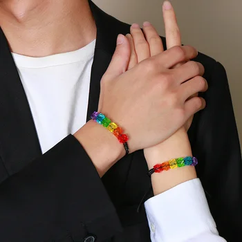 Varavīksnes Pērlīšu Aproce Lesbiešu LGBT Praida Geju Praida Austi Pītā Virve String Daļa Draudzības Rokassprādzi Piederumi