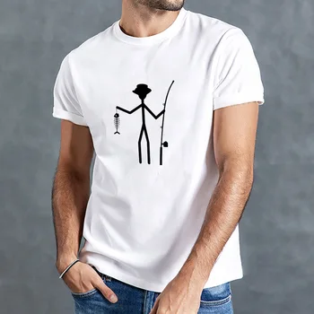 Vīriešu Smieklīgi Zvejas Print T-krekls O apkakli, Īsām Piedurknēm Vīriešu Vasaras Gadījuma t-veida Topi, Krekli Street Wear Fashion 
