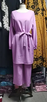 Wepbel Arābu Musulmaņu Sieviešu Tērpu Modes Garām Piedurknēm Topi + Plaša Kāju Bikses Islāma Divas Gabals, Kas Tērpiem, Sieviešu Blūzes Sievietēm Komplekti