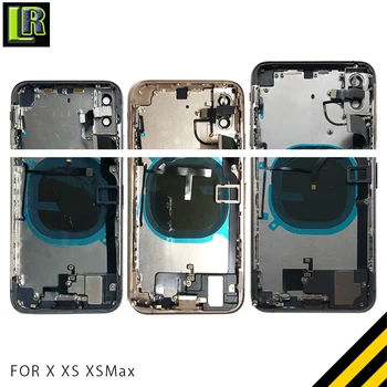 XS Pilna Mājokļu Iphone Xs Max Aizmugures Atpakaļ Mājokļu iphone X Akumulatora Vāciņu Vidū Rāmja Šasijas Stikla Flex Kabelis Montāža