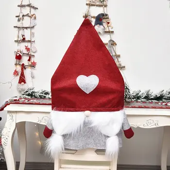 Ziemassvētku Augstu Muguras Krēslu Pārvalki Plīša Bārdu Gnome Sēdekļa Vāku Mājas Virtuve, Pusdienu Galds Festivāls Dekoratīvie Piederumi