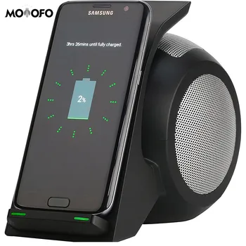 Ātrs Bezvadu Lādētāju ar Bluetooth Skaļruni Bezvadu Lādēšanas Statīvs Saderīgu iPhone11 11Pro Samsung Galaxy S10e,S10+,S10,S9