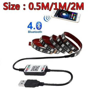 0.5/1/2M USB RGB LED Sloksnes Gaismas, kas Var Sinhronizēt Mūziku Mobilais Bluetooth Kontrolieris,TV Apgaismojums Sloksnes,Motociklu LED Light Komplekts