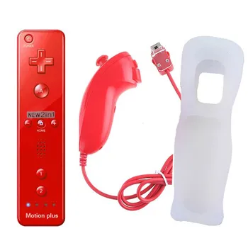 2 In 1 Par Nintend Wii Kontrolieris Controle Kursorsviru iebūvēto Motion Plus Wireless GamePad Tālvadības pults SINHRONIZĒŠANA ar Nunchuck