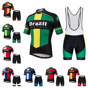 2019 Brazīliju ar velosipēdu jersey komplekti Vīriešu Velosipēds džersija bikses, kombinezoni ar krūšdaļu uzvalks MTB Apģērbs Krekli Komanda Maillot Ciclismo Kalnu ceļu, Topi