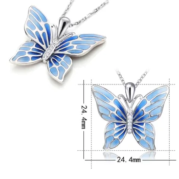 925 Sterling Silver Blue Butterfly Kulons, Kaklarota 2020. Gadam Smalkas Rotaslietas Dāmas Dzīvnieku Kaklarota Dāvanas Draugiem