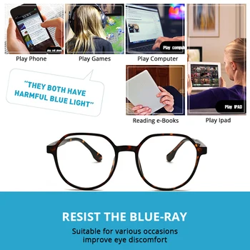 Acme Pro Zilā Gaisma Pretbloķēšanas Glāzes par Sievietēm, Vīriešiem TR90 Apaļā Rāmja Anti Bluelight Brilles Datoru Spēļu Brilles PC1632