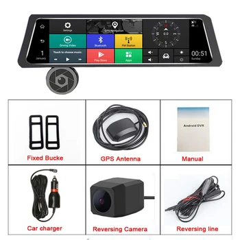 Android 5.1 Auto DVR 4G 10 Collu Touch Dash Cam Atpakaļskata Spogulis Dash Kamera Dual Objektīvs ADAS GPS Navigācija Wifi Ieraksti