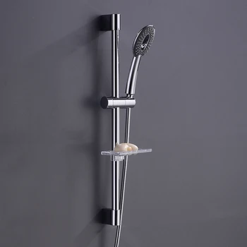 Dušas Sistēma Ovāls Lietus Showerhead Vannas istaba ABS Rokas Duša Regulējams Dušas Turētājs Slide Bar un Ziepju trauks Chrome Apdare