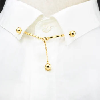 Franču stilā formālu kleita piederumi, baltā krekla apkakle ar metāla spirāli pin, ķēdes pušķis bumbiņas, vīriešu personības piespraudes.