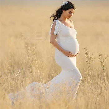 Grūtniecības Un Dzemdību Kleitas Fotogrāfija Aksesuārus Sexy Pie Pleca Grūtniecības Kleitā, Foto Uzņemšanas Ilgi Sievietes Maxi Maternitātes Kleita