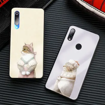 Gudrs Kaķis mīksta silikona rūdīts stikls telefonu gadījumā vāka apvalku Xiaomi Mi 8 9 SE Sajauc 2 2s 3 RedMi Piezīme 5 6 7 8 Pro