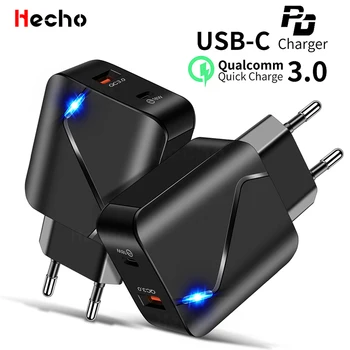Hecho Mobilo Telefonu 18W Ātri Lādētāja Tips USB C Uzlādes PD Adapteri iphone 12pro xiaomi QC3.0 piestiprināt pie Sienas, ES MUMS Pievienojiet Lādētāju