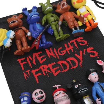 Iepakojums 13pcs FNAF PVC Darbības Rādītāji ar Maisu 10-11.5 cm Piecas Naktis Freddy ir Fredijs Fazbear Foxy Lelles Rotaļlietas brinqudoes