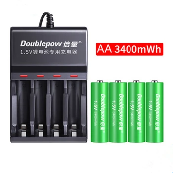 Jaunais 1,5 v 3400mWh AA uzlādējamas litija akumulators saprātīga ātri maksas, izmantojot īpašo AA AAA akumulatoru lādētājs