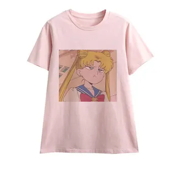 Jaunas Ielidošanas Cute Anime Sailor Moon Drukāt Sieviešu T kimono Harajuku Kawaii Sieviešu T-Krekls Modes Topi Vasaras 2020