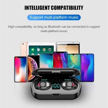Jaunu F9 Bezvadu austiņas Bluetooth 5.0 Austiņas TWS Mini HIFI auss Sporta Darbojas earbuds Atbalsts iOS iPhon Android Telefoniem HD