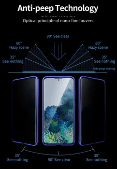 Jaunā Konfidencialitātes Magnētisko Case For Samsung Galaxy S20 Ultra S20, Ņemiet Vērā, 10 Plus Magnēts Metāla Dubultā Sānu, Rūdīta Stikla Vāks 360 Gadījumā