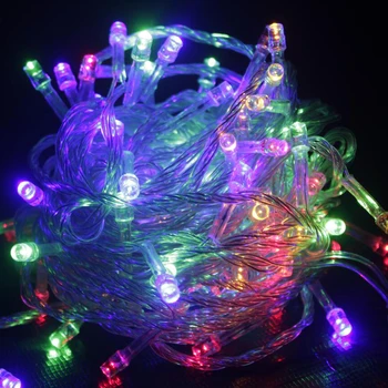 LED String Light 10M Ūdensizturīgs 110V/220V 100 LED Svētku Stīgu Apgaismojums 9 Krāsas Ziemassvētku Gaismas Pusi, Āra Apdare