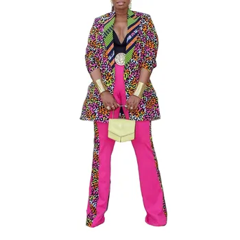 Leopards Drukāt Sievietēm Komplekti Biroja Piemērots Ikdienas Žakete Mētelis Plaša Kāju Bikses Divi Gabali Set Plus Lieluma Modes Streetwear Pavasara 2020