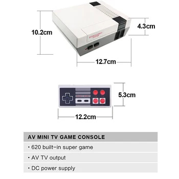 Mini TV Rokas Ģimenes Atpūta Video Spēļu Konsole AV Izeja Retro Iebūvēts 620 Klasiskās Spēles Dual Gamepad Spēļu Spēlētājs