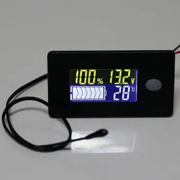 Modernizētas, Akumulatora uzlādes Indikators ar Spriegumu Modinātājs un Termometrs DC 10-100V Li-ion Lifepo4 Svina skābes Akumulatoru Monitors