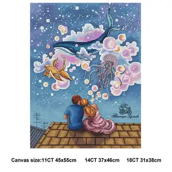Mīļotājiem Modeļus, Skaitot Cross Stitch 11CT 14CT 18CT DIY vairumtirdzniecības Ķīnas krustdūrienu Izšūšanas Komplekti Rokdarbi mājas dekoru Kopa