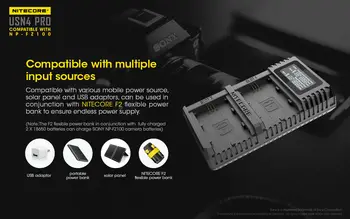 Nitecore USN4 PRO Digital Dual Slot Ceļojumu Kamera, Lādētājs Sony NP-FZ100 Baterijas, Saderīgs Ar a7 III, a7R III, a9