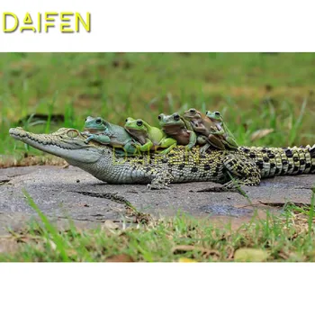 Pilna Apaļā Dimanta mozaīkas Pilnu Kvadrātveida Dimanta izšuvumi krustdūrienā krokodils vardes Koku varde zāle DIY 3D Dimanta krāsošana