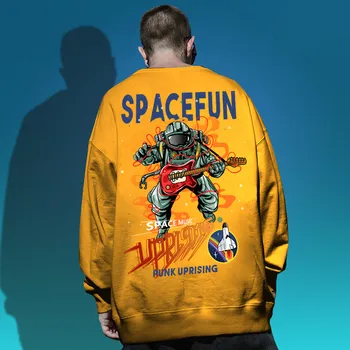 SACELŠANĀS Hoodies, sporta Krekli Kosmosa Astronautu Bass Ģitāra Audio Personības Tendenci Sākotnējā Ielu Hip Hop, Punk Rock pelēkā vārna