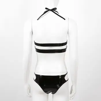 Sieviešu Anime Bikini Peldkostīmu Divu Gabals Velns Tērpi, Seksīgas Patentu Ādas Apakšveļa, Apģērbs seksīgs halloween kostīms sievietēm