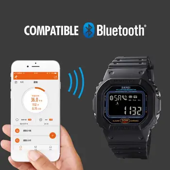 SKMEI Bluetooth Skatīties Vīriešu Sporta Digitālo rokas pulksteņi Vīriešu Pedometrs Kaloriju Tracker, Iphone, Huawei Xiaomi Vīriešu relogio 1629