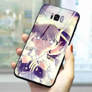 Tālruņa Vāciņu Galaxy S8 Anime Detective Conan Rūdīts Stikls Lietā Piezīme 8 9 10 S7 Malas S8/S9 Plus S10 A10/20/30/40/50/60/70 M40